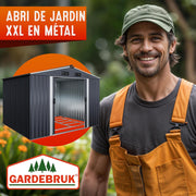 GARDEBRUK Cobertizo de jardín de metal XXL 5m² con cimientos 260x205x180cm, puerta corredera, antracita-metálico, caseta de jardín, cobertizo de jardín 9m³