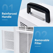 Aire acondicionado split 3000 BTU, enfriador de ambiente portátil con panel táctil y control remoto, temporizador de 24 horas, asa superior, diseño para el hogar, oficina, camping, sin montaje