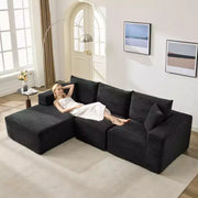 Sofá moderno de 108", sofá tapizado de 3 plazas en forma de L con cojines, sofá de asiento profundo, no requiere montaje