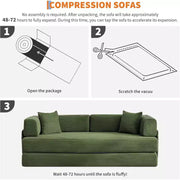 Sofá Cama Convertible 5 en 1, Sofá Cama Modular de Pana de 78.8" con Estructura Robusta, Futón Multifuncional para Espacios Pequeños, Sala de Estar y Habitación de Huéspedes