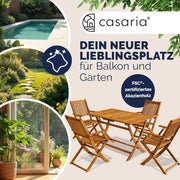 Set de muebles de jardín Casaria® resistente a la intemperie, plegable, de madera de acacia, 5 piezas, certificado FSC®, con reposabrazos, capacidad de carga de 160 kg, muebles de jardín, terraza y balcón, 120x70 cm, conjunto de muebles para 4 personas