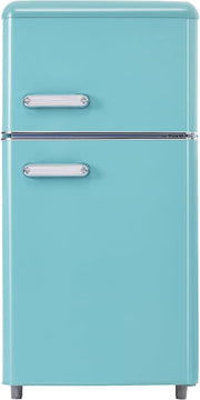 Refrigerador con congelador Merax, combinación frigorífico-congelador, frigorífico pequeño con 51L y congelador de 21L, silencioso, LED, estantes de vidrio, cajón para verduras, estantes en la puerta, para cocina, sala de estar, oficina, negro