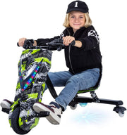 Actionbikes Motors Patinete Eléctrico Infantil para Derrapes | Motor de 𝟐𝟓𝟎 W - Carrito de Derrape 360° - 3 Niveles de Velocidad - Iluminación LED - Asiento Ajustable - Bluetooth - Kart de Derrape - Coche de Derrape (Space Purple)