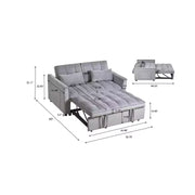 Sofá cama convertible de terciopelo 3 en 1 color gris cemento con cojines y bolsillos, sofá cama moderno extraíble, respaldo ajustable
