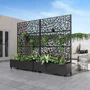 Jardinera MAYEERTY con enrejado de hierro, red negra, estilo 01, 72x47x16 pulgadas, juego de 3 piezas