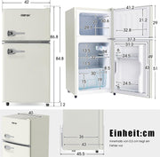 Refrigerador con congelador Merax, combinación frigorífico-congelador, frigorífico pequeño con 51L y congelador de 21L, silencioso, LED, estantes de vidrio, cajón para verduras, estantes en la puerta, para cocina, sala de estar, oficina, negro