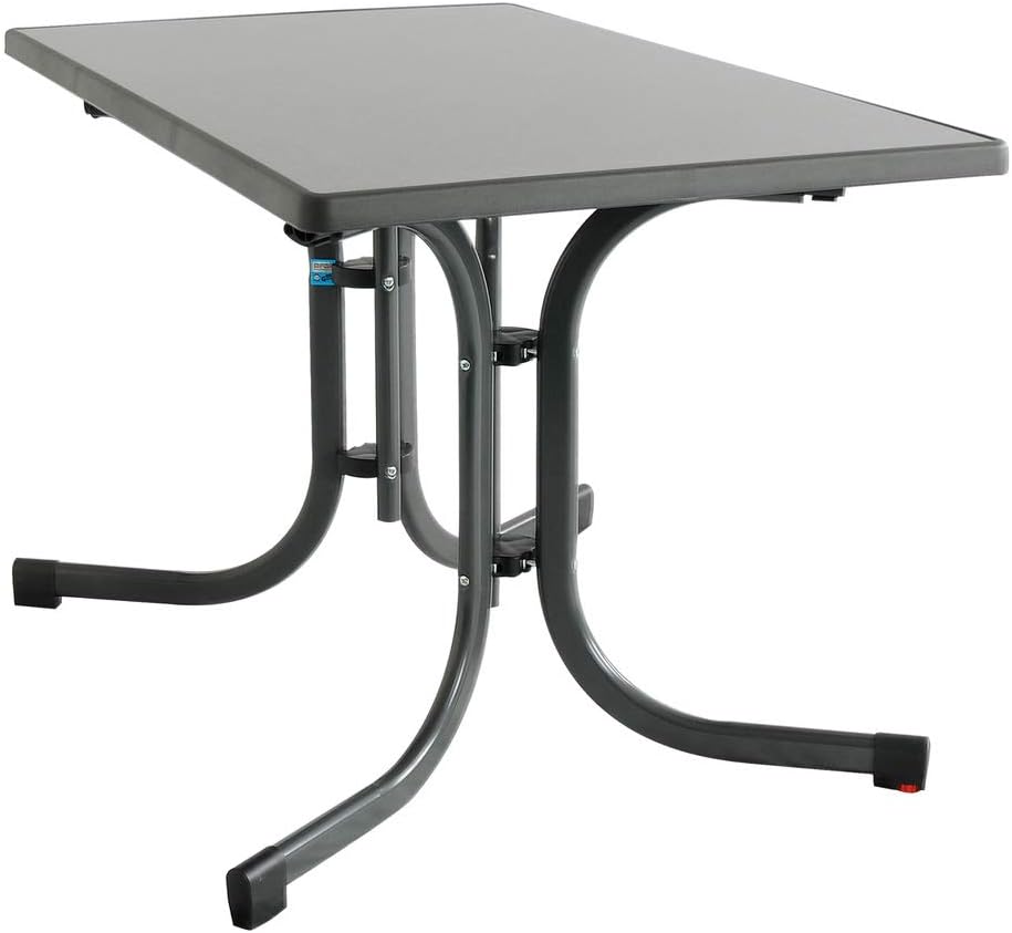 Mesa plegable Boulevard MFG 110x70 cm | Mesa de jardín | Resistente a la intemperie | Plegado que ahorra espacio | con nivelación | antracita/pizarra