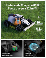 MAMMOTION LUBA Mini AWD 1500 Robot Cortacésped Inalámbrico, NetRTK+Vision, Sin Antena RTK Necesaria, Recomendado 1500m², Máx. 1800m², Pendientes del 80%, con Módulo 4G