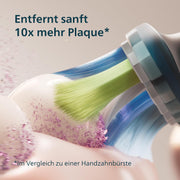 Cepillo de dientes eléctrico Philips Sonicare DiamondClean 9000, cepillo sónico con aplicación, sensor de presión, 4 modos de limpieza, 3 niveles de intensidad, vaso de carga, negro y oro rosa, paquete doble, modelo HX9914/57