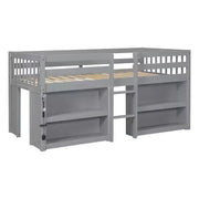 Cama alta infantil individual Whisen de 79.8"L x 43.9"An con estantes de dos niveles y luz LED