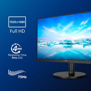 Monitor Philips 271V8LA de 68 cm (27 pulgadas) (VGA, HDMI, 1920 x 1080 px, 75 Hz, FreeSync) Negro