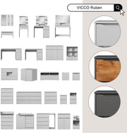 Tocador Vicco Ruben, blanco, 60 cm con iluminación LED y taburete