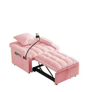 Sillón sofá convertible 3 en 1, sofá cama individual con respaldo ajustable, soporte para teléfono, USB y tipo C - ModernLuxe
