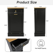 Mueble de cocina para basura con frente abatible, encimera de madera y cajón organizador