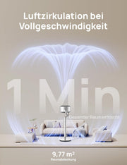 Ventilador de pie inteligente Dreo con luz RGB, oscilación de 120° + 120° con control remoto, ventilador de suelo silencioso de 20 dB para dormitorio, temporizador de 8 horas, plateado