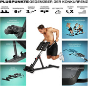 Entrenador de abdomen y espalda BRT150, banco de pesas multifuncional 6 en 1 ajustable para entrenamiento de fuerza en casa, hasta 130 kg
