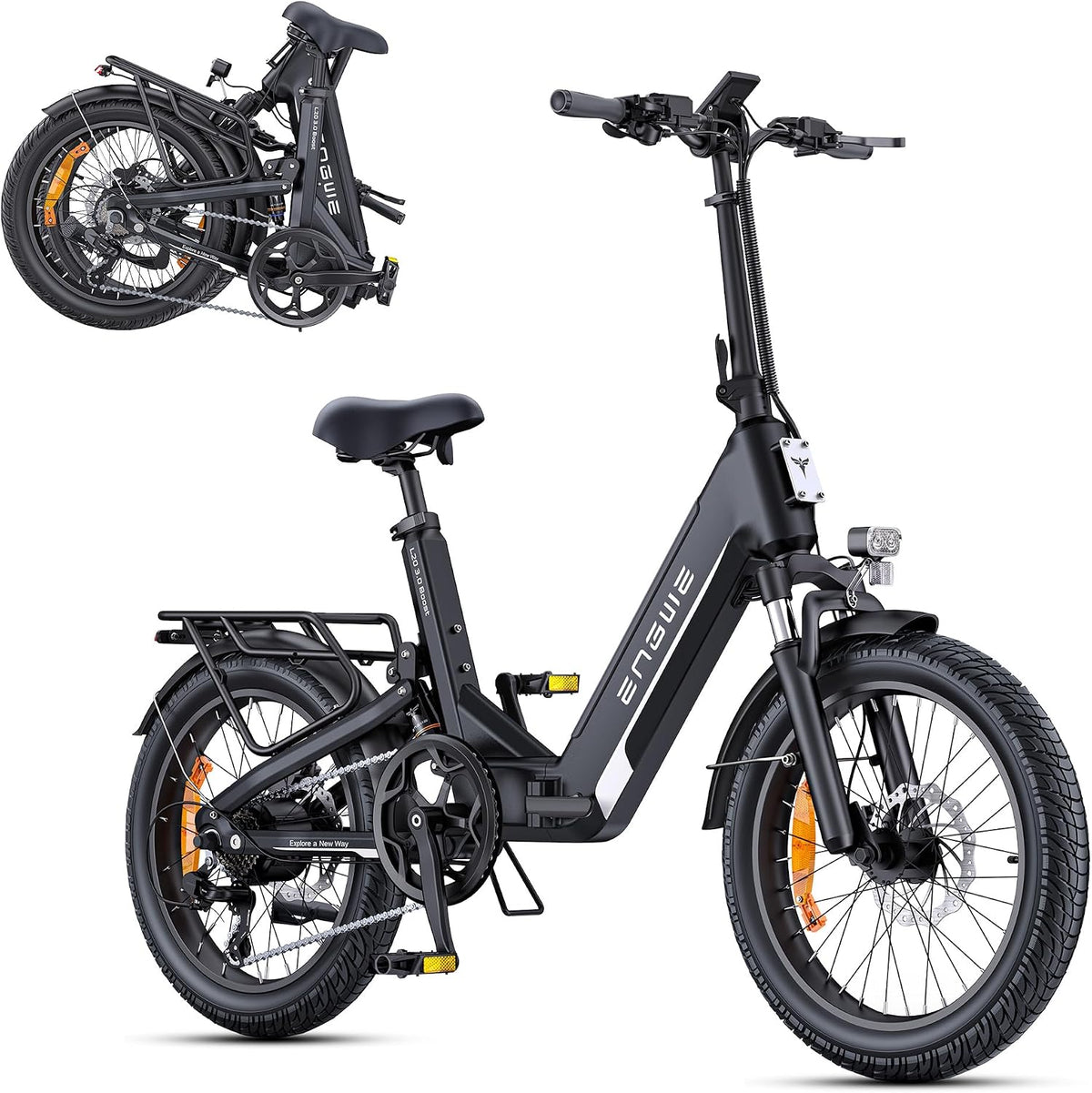 Bicicleta eléctrica ENGWE L20 3.0 Boost, batería de 48 V 13,5 Ah, hasta 135 km, sensor de par y frenos hidráulicos, neumáticos de 20 x 3,0, compatibilidad con aplicaciones