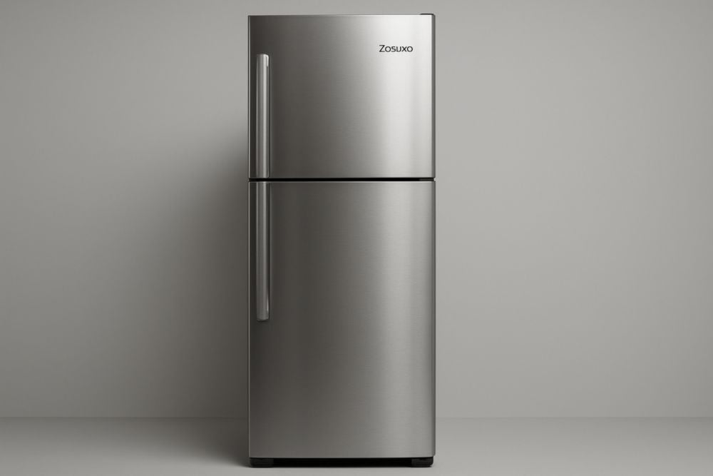 Refrigerador combinado de acero inoxidable, 2 puertas, 300 L