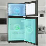 Refrigerador con congelador Merax, combinación frigorífico-congelador, frigorífico pequeño con 51L y congelador de 21L, silencioso, LED, estantes de vidrio, cajón para verduras, estantes en la puerta, para cocina, sala de estar, oficina, negro