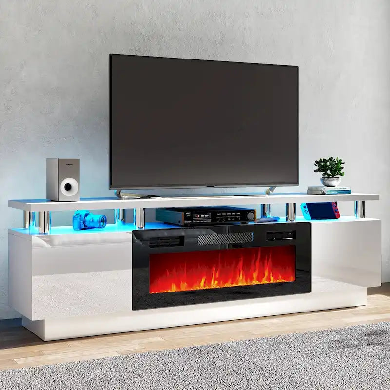 Mueble para TV de 70" con chimenea de 36" y estantes ajustables