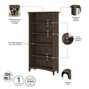 Librero alto de 5 estantes Salinas (juego de 2) de Bush Furniture