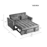 Sofá cama convertible de terciopelo 3 en 1 color gris cemento con cojines y bolsillos, sofá cama moderno extraíble, respaldo ajustable