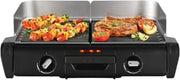 Barbacoa eléctrica Family Grill, uso interior y exterior, 2 superficies de cocción con 2 termostatos