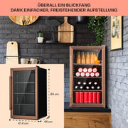 Mininevera Klarstein con puerta de cristal para habitaciones, refrigerador de bebidas con estantes ajustables, pequeño de 80 litros, frigorífico silencioso para interiores/exteriores