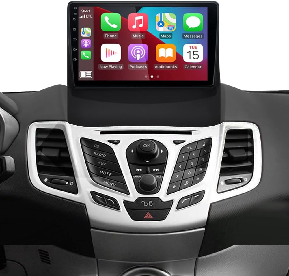Autorradio Android 13 de 9" con navegación, 2 GB + 32 GB, para Ford Fiesta MK6 2008-2016, compatible con CarPlay inalámbrico y Android Auto, WiFi, Bluetooth 4.0, GPS, DSP, USB