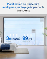 Robot limpiacristales ECOVACS WINBOT Mini, diseño compacto, boquillas dobles con pulverización ultrasónica, sistema de protección de 9 etapas, planificación inteligente de la trayectoria, blanco