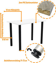 Mesa AKKE 80x60 | Mesa de comedor - Mesa de cocina - Mesa con patas NEGRAS - Mesa de oficina | Blanco