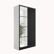 KIER FURNITURE Armario con espejo - Armario dormitorio - Armario recibidor - Barra de colgar extraíble - Eden v4 - AnxAlxPr 104,8x205x39cm - 2 puertas - Blanco y negro