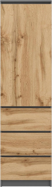 KUBUTKU Armario multiusos con 3 cajones, 3 compartimentos y puertas - Armario universal para oficina y hogar 180,5x50x40 cm Grafito/Roble Wotan