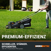 Cortacésped WORX WG737E Nitro 40V 2x20V sin escobillas, ancho de corte 37cm, 6 posiciones, saco recolector 40L, con 2 baterías 4Ah y cargador dual