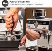 Krups Precision, Máquina de café espresso manual con molinillo, 30 niveles de molienda, 15 bares, boquilla de vapor, 3 temperaturas, interfaz intuitiva, capuchino, XP801T10