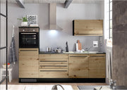 Stella Trading Jazz 6 Cocina moderna sin electrodomésticos, Antracita, Aspecto roble Artisan - Cocina integrada espaciosa con mucho espacio de almacenamiento - 260 x 200 x 60 cm An/Al/Pr