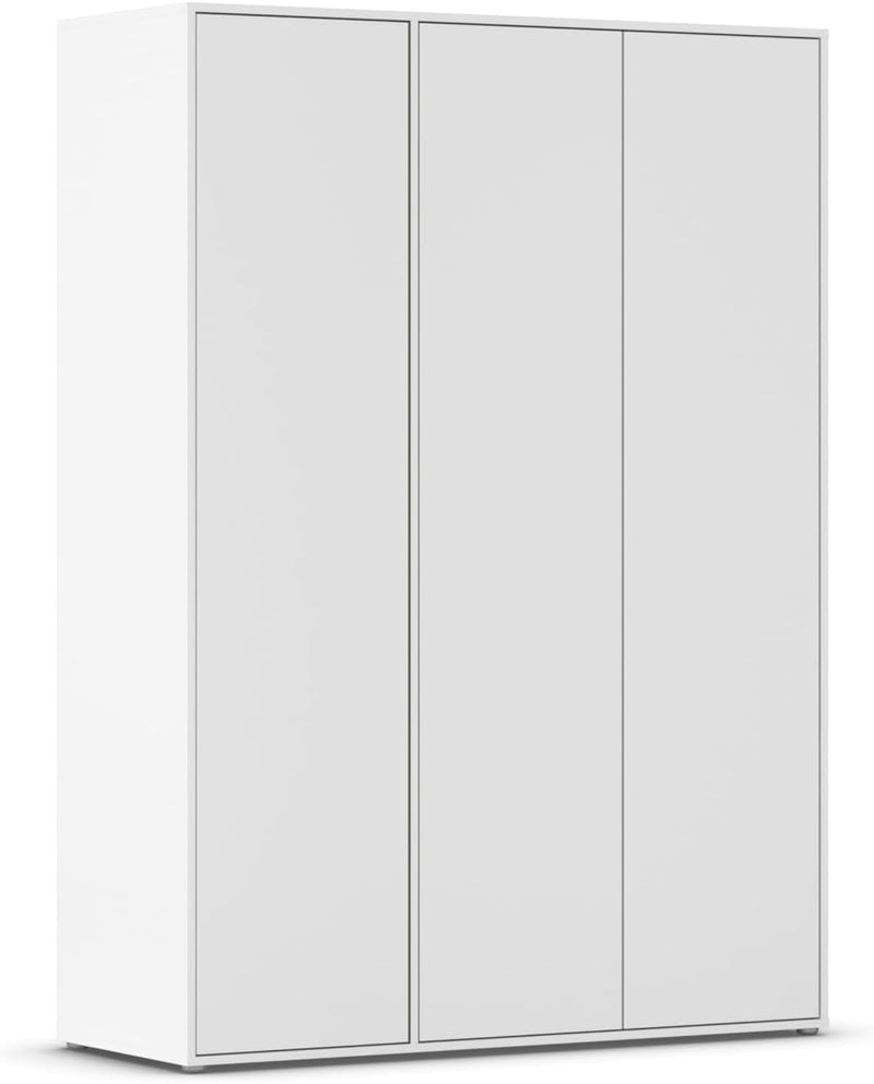 Armario Rauch Möbel Nabila para dormitorio, habitación infantil, habitación juvenil, pasillo, 3 puertas, sistema push-to-open, con accesorios Classic, color blanco, ancho 140 cm