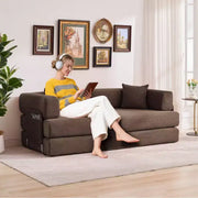 Sofá cama convertible 5 en 1: diván de suelo de pana de 78.8" con brazos, respaldo y cojines ajustables