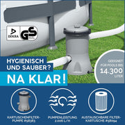 Set completo de piscina con estructura Bestway Power Steel Swim Vista Series, incluye bomba de filtro, 427 x 250 x 100 cm, aspecto de pared de piedra (gris crema), ovalada