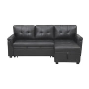 Sofá seccional reversible convertible con cama extraíble, chaise longue con almacenamiento oculto y patas duraderas