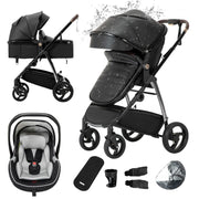 Cochecito 3 en 1 Gcarebb, silla de paseo con portabebés, cochecito completo con altura ajustable, cochecito combinado con marco de aluminio para recién nacidos de 0 a 4 años