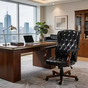 Silla de oficina ejecutiva con diseño de respaldo alado y giro para oficina en casa