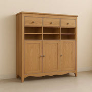 Aparador de madera de roble claro con 3 cajones y 3 puertas 120x40x140 cm