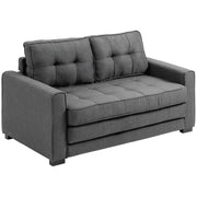 Sofá cama de 2 plazas HOMCOM extraíble con estructura de madera maciza y suspensión, gris