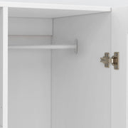 IDMarket - Armario VITO de 2 puertas blanco de 80 cm con 2 cajones, espejo y estantes