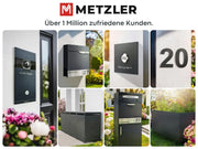 Metzler Paketbox Bispo 2, buzón con compartimento grande para paquetes, antracita, personalizado, grabado, acero inoxidable macizo para exteriores