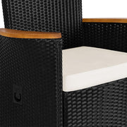 Conjunto de muebles de jardín Casaria®: 8 sillas con cojines de 7 cm, mesa, 2 respaldos ajustables, muebles de terraza para exteriores, polirratán, resistente a la intemperie, madera de acacia, comedor, jardín, balcón, salón.