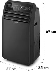 Aire acondicionado portátil Klarstein con manguera de escape, unidad 4 en 1 con ventilador, deshumidificador y modo nocturno, aire acondicionado pequeño y portátil para el hogar y la oficina, bajo consumo, 9000 BTU