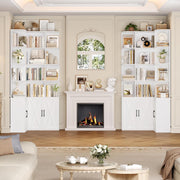 Librería FirFurd de 187 cm con puertas, estantería esquinera con 12 compartimentos, armario para libros en forma de L, vitrina de madera, armario alto, estante con puertas para salón, estudio, oficina, cocina, 187 x 80 x 80 cm, blanco