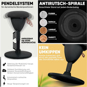 Taburete de oficina ergonómico [GANADOR DEL TEST] Taburete de pie regulable en altura [58-83 cm] Taburete ergonómico para oficina [efecto oscilante] Taburete oscilante Taburete de asiento | Taburete de trabajo antideslizante redondo